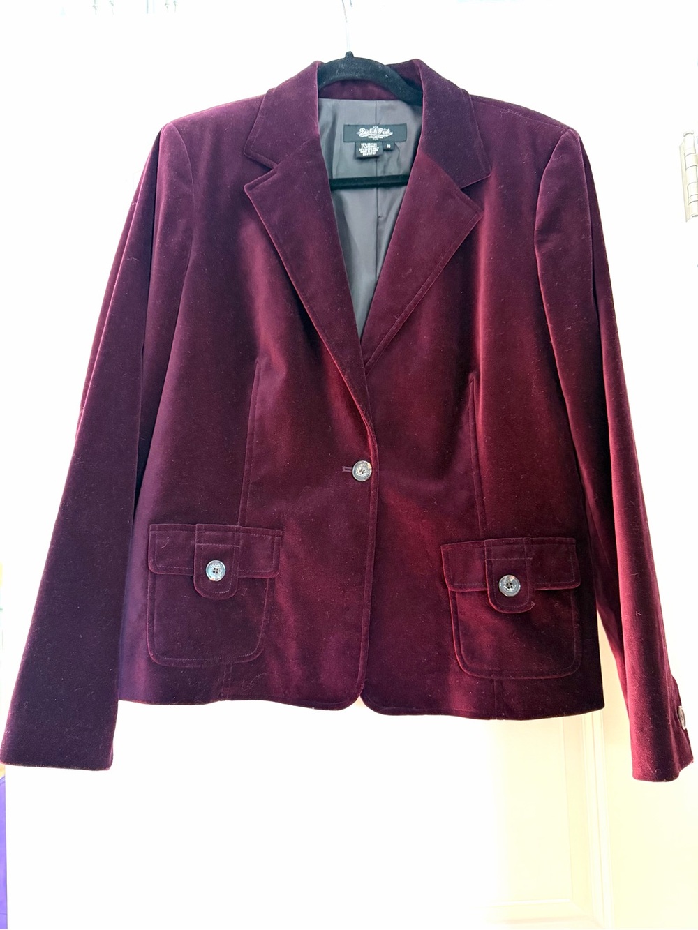 NWOT Peck & Peck Purple Velvet Blazer w Pockets. Dark Academia. Goth. Preppy. 16